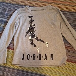 Jordan Kids Gray Long Sleeve Tee with Graphic